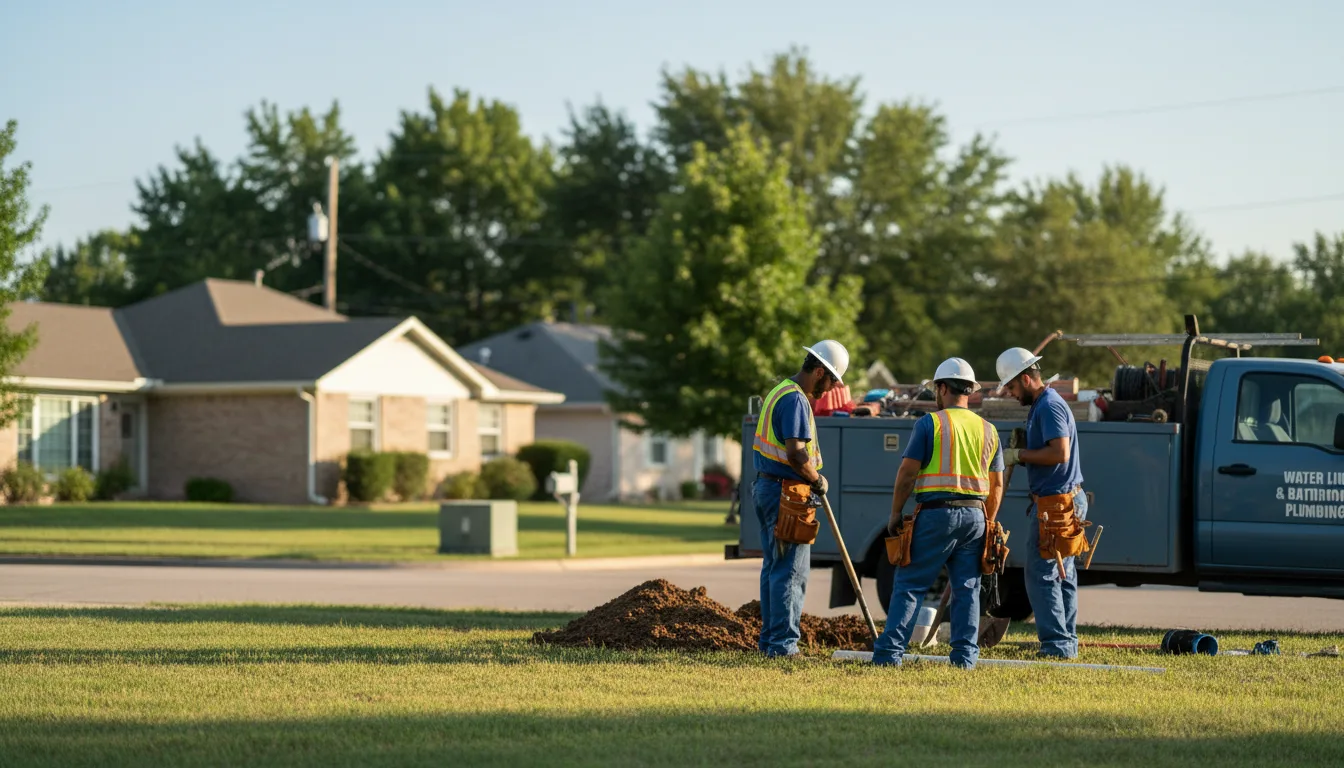 Residential water line and bathroom plumbing service in Nash, OK